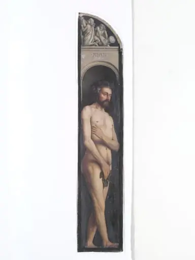 Copy of a detail from the Ghent Altarpiece, Adam, by Hubert and Jan van Eyck in the church of St Bavon, Ghent.