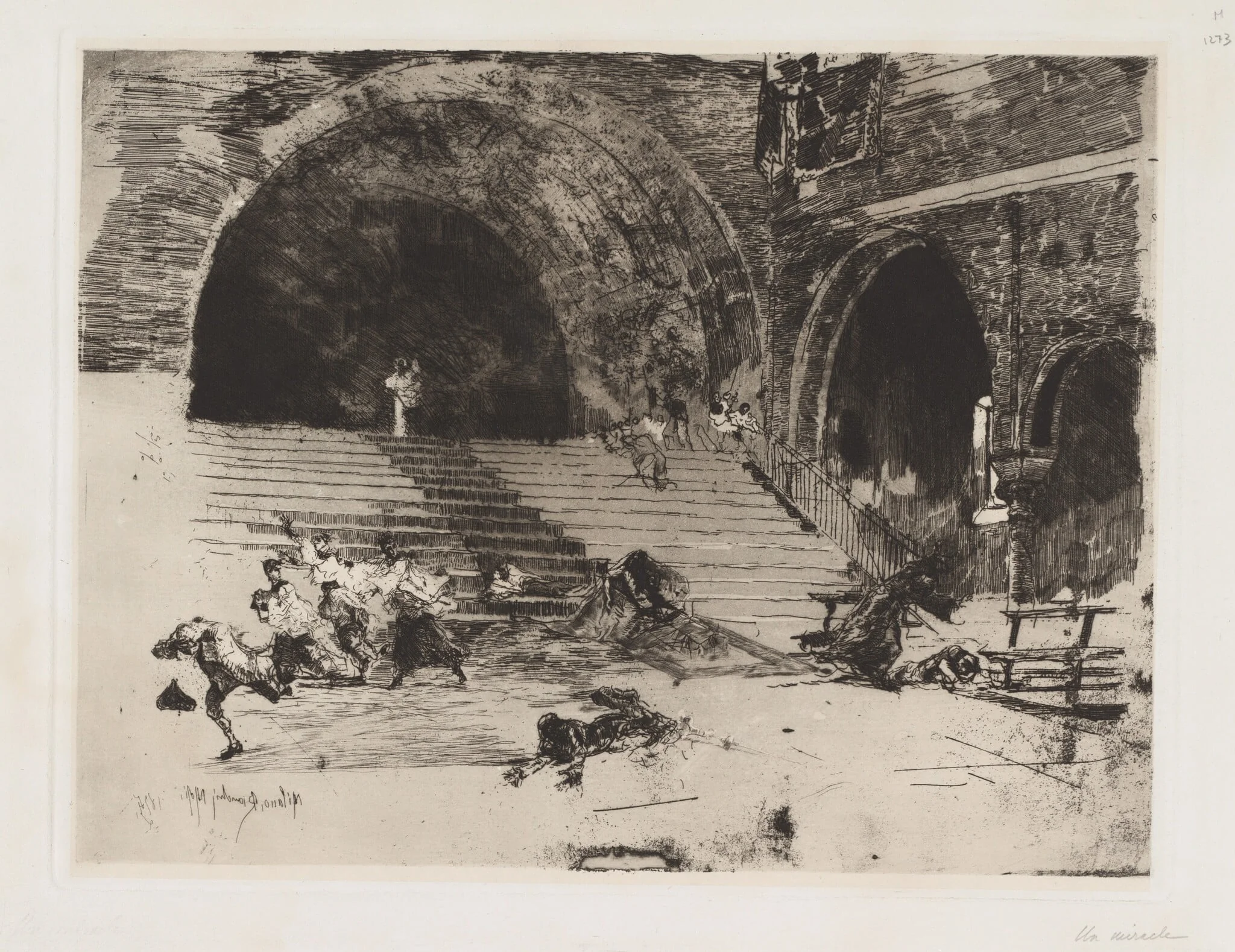 Un Miracle [A Miracle], by Mosè Bianchi, ink, 1874