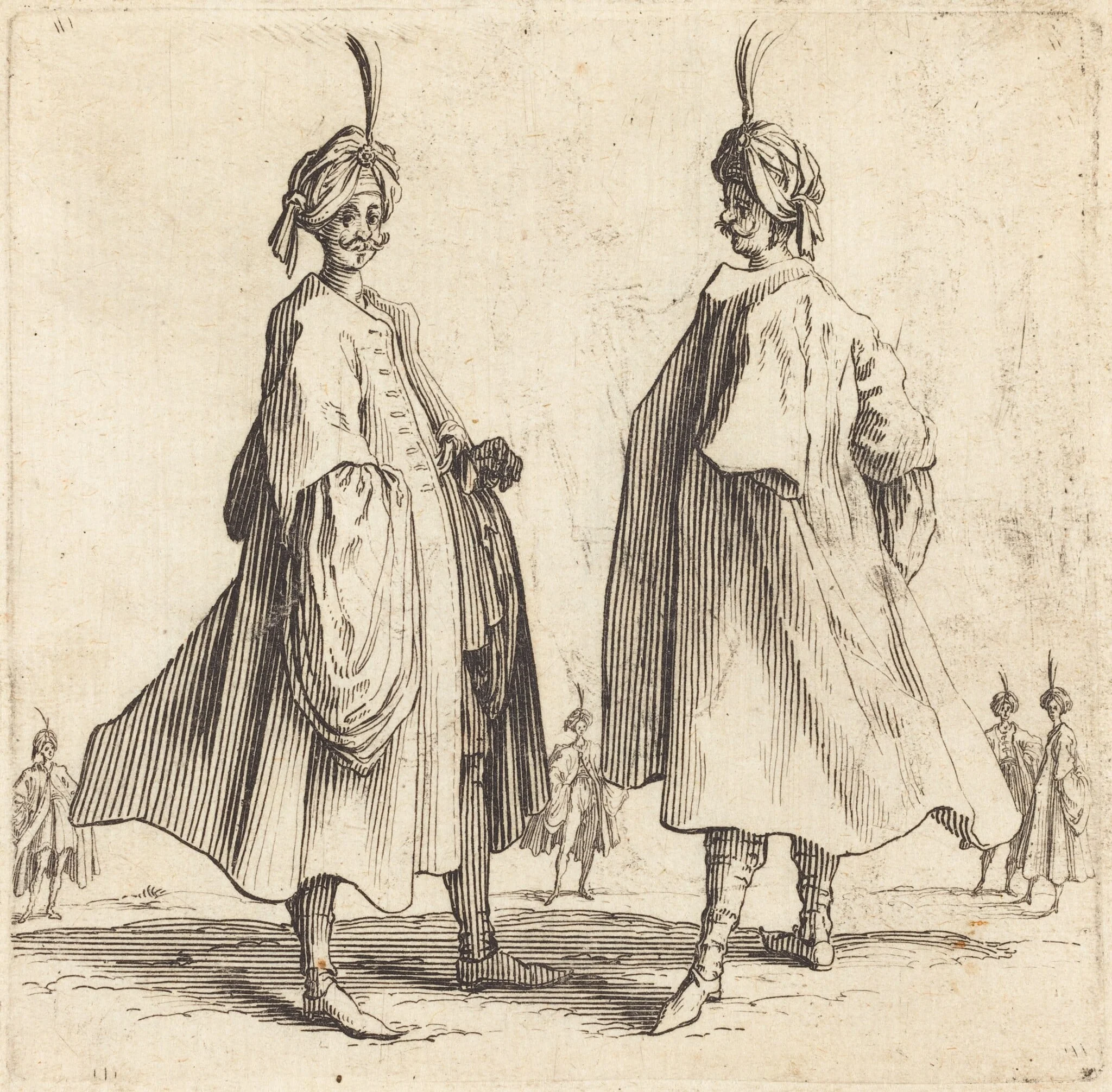 Two Turks, by Jacques Callot, ink, 1622