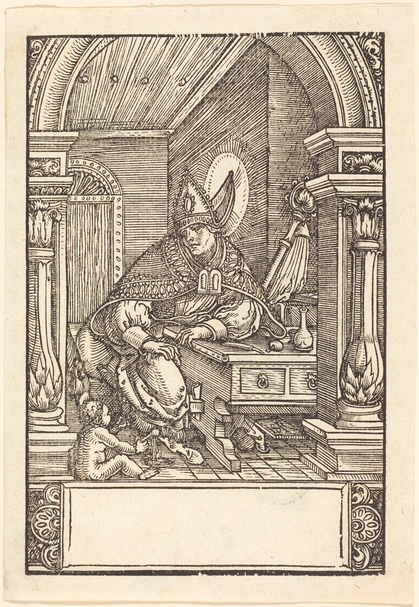 Saint Augustine, by Hans Springinklee, ink, 1518