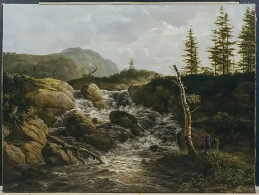 Mountainous Landscape with a Waterfall, Norway