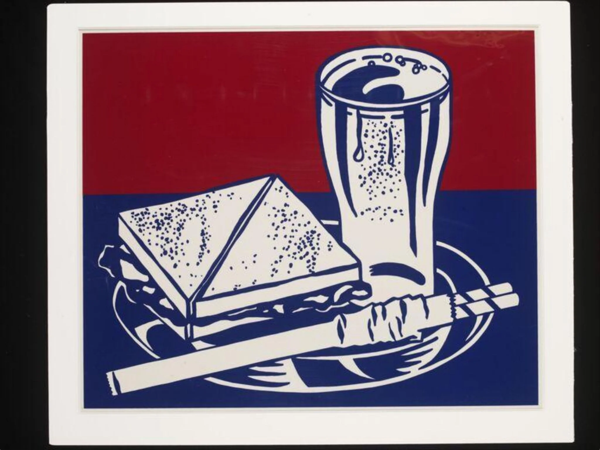 Untitled (image of sandwich and soda). Print from the suite 'Ten Works by Ten Painters.', by Roy Lichtenstein, 1964