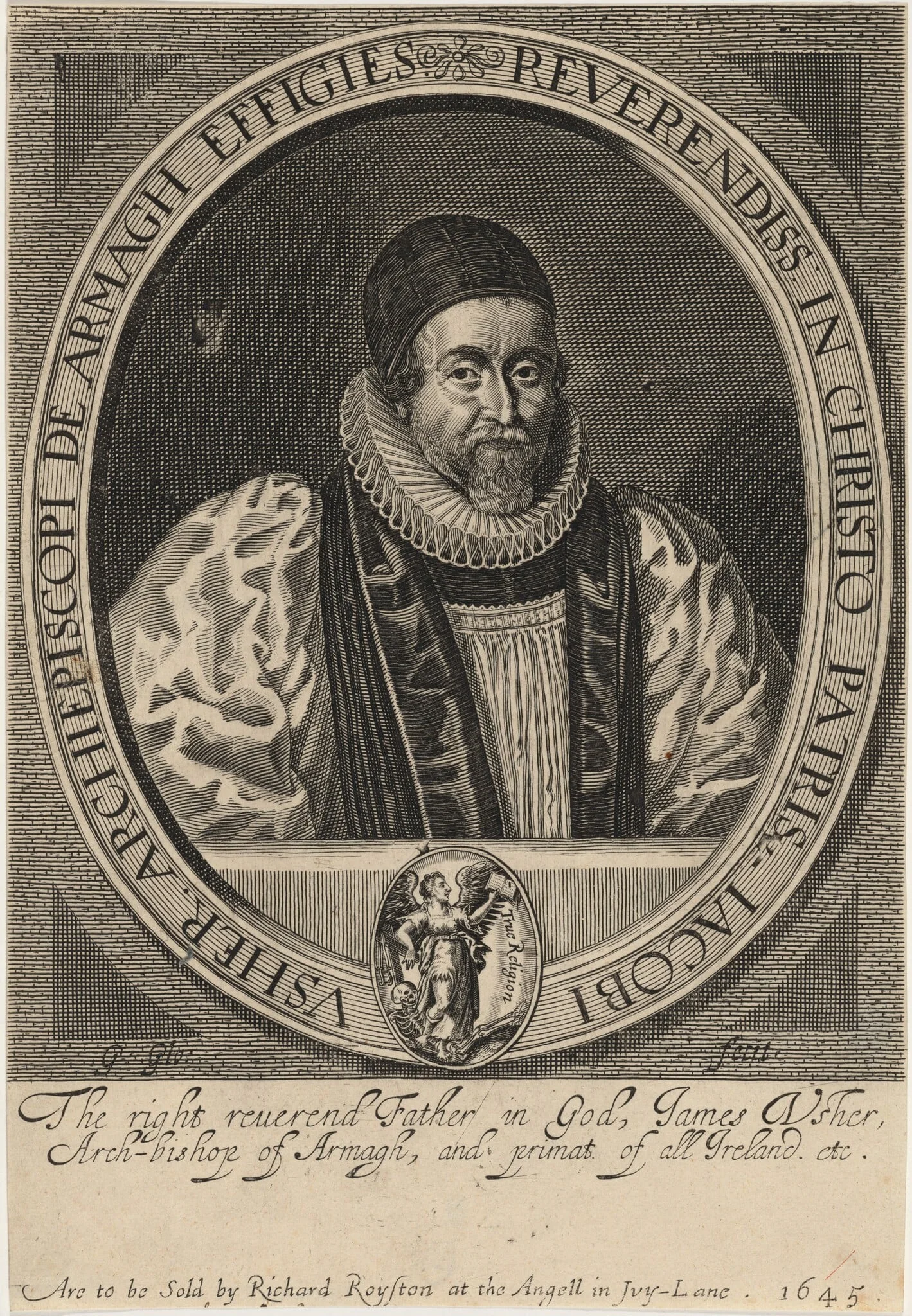James Ussher, Archbishop of Armagh, by George Glover, ink, 1633