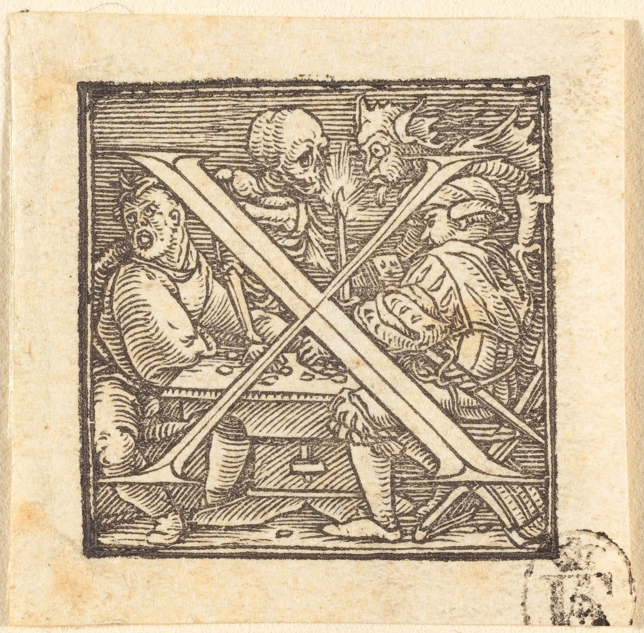 Letter X, by Hans Lützelburger, ink, 1523