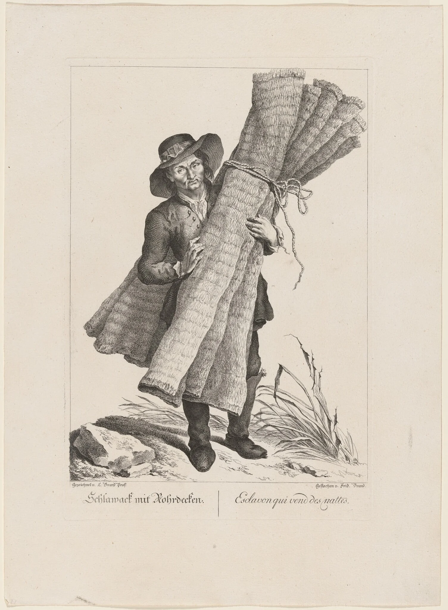 Schlawack mit Fohrdecken (Slavic Mat Seller), by Friedrich August Brand, ink, 1775