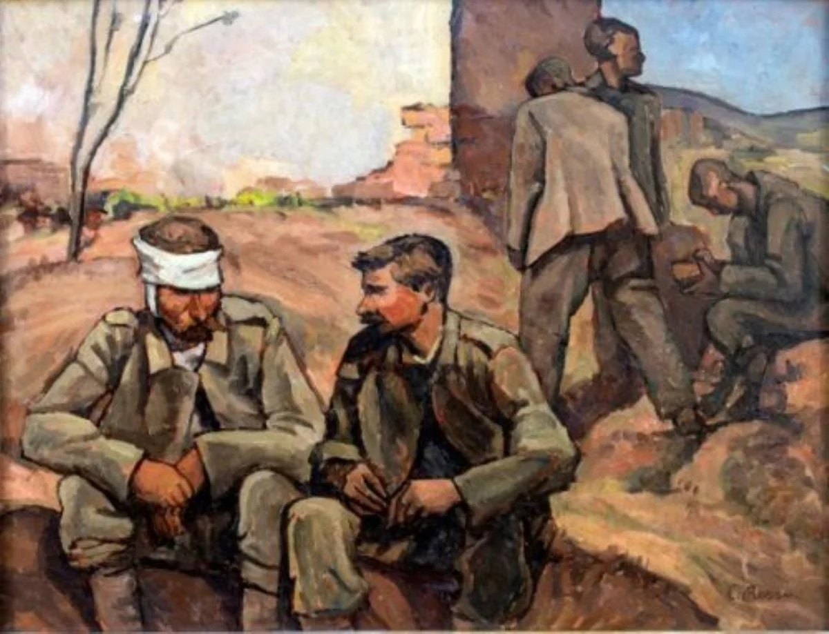 Ostași români pe front, 1917, by Camil Ressu, 1917