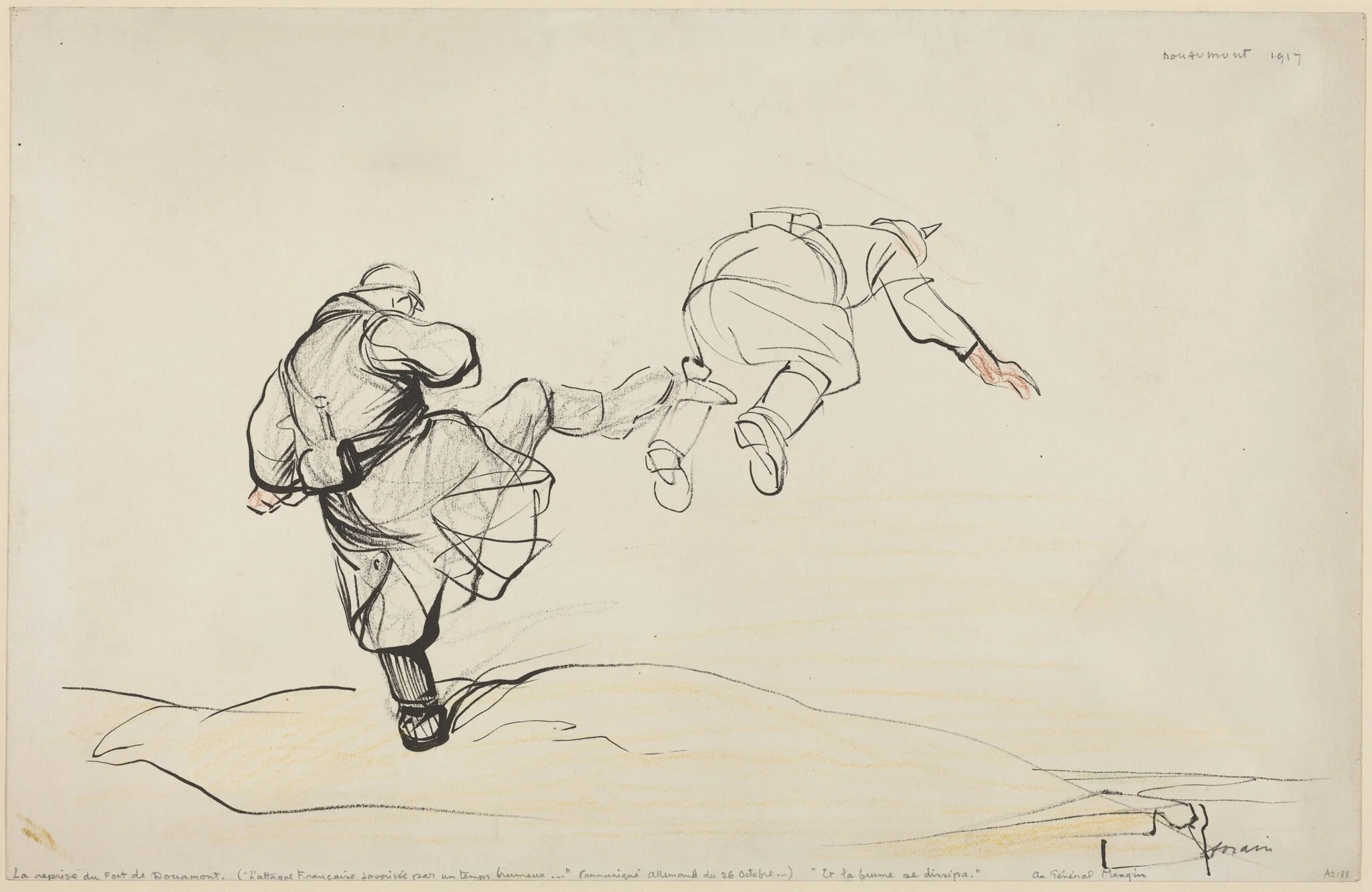 The Taking of Fort Douaumont, by Jean-Louis Forain, ink, 1916