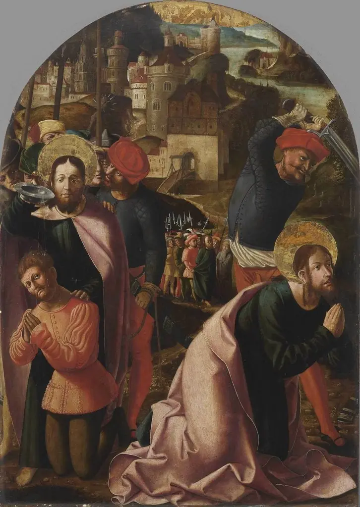 Jakobus-Stephanus-Altar: Der hl. Jakobus tauft Josias und Hinrichtung des Jakobus