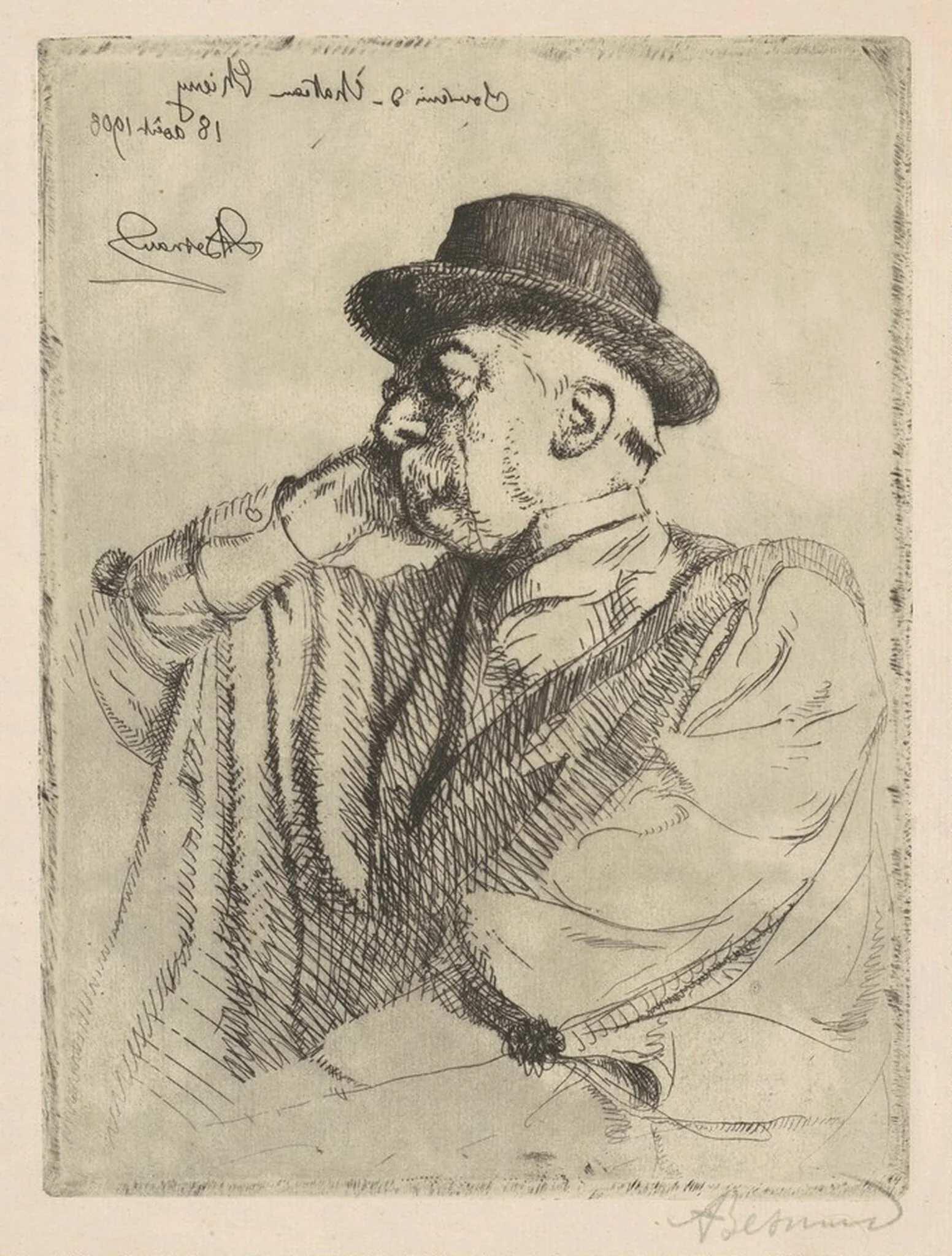 Edmond Pigalle, by Paul-Albert Besnard, ink, 1908