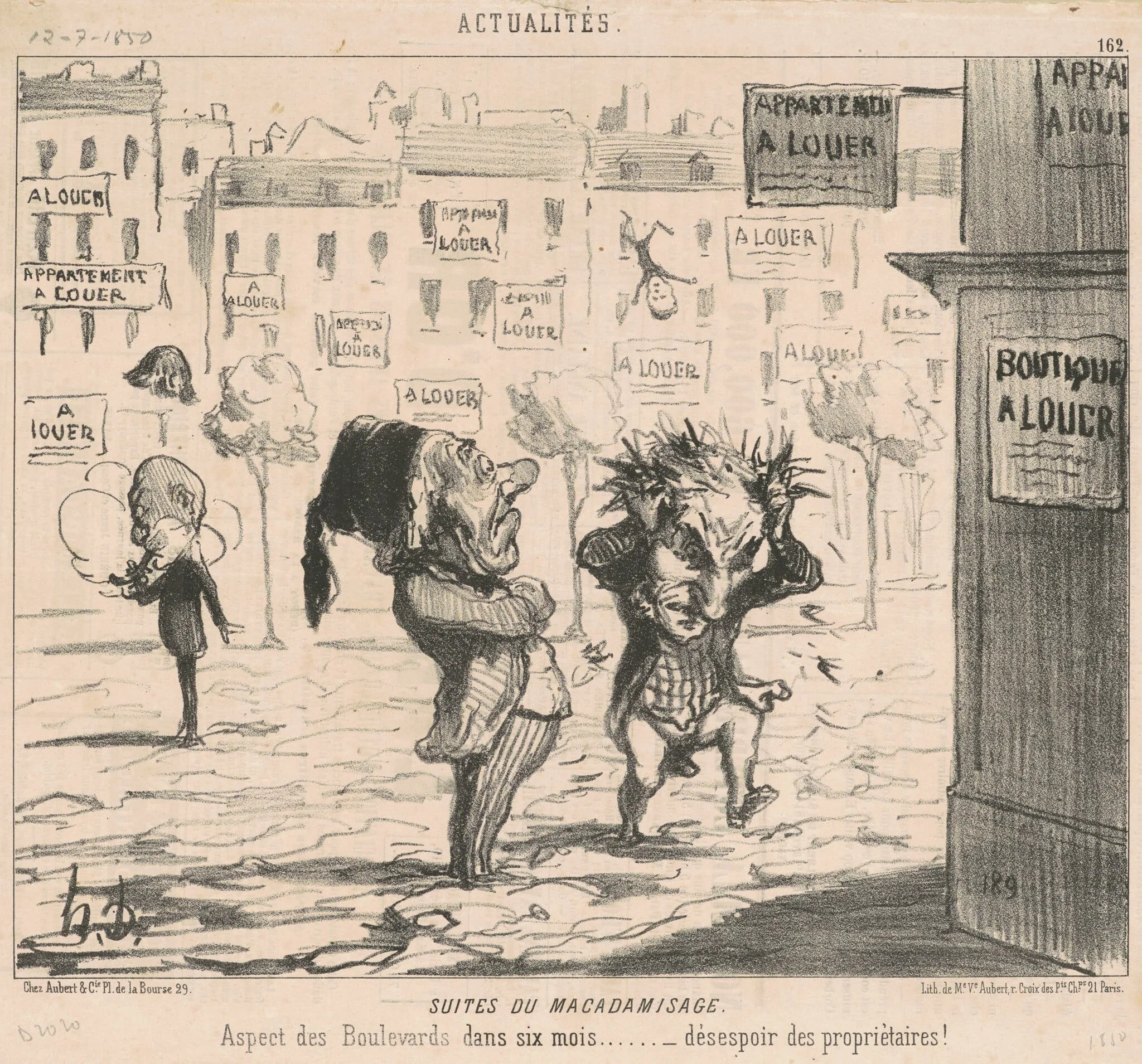 Suites du macadamisage, by Honoré Daumier, ink, 1850