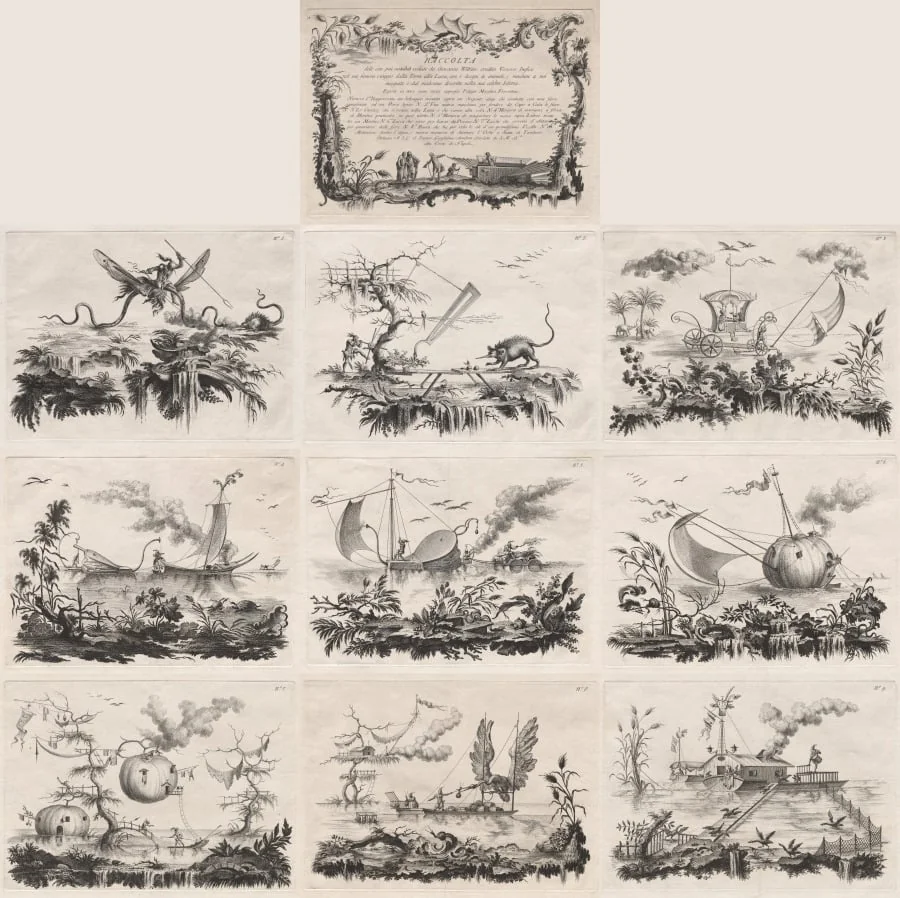Suite of the most notable things seen by John Wilkins erudite English Bishop during his famous voyage from the Earth to the Moon … dedicated to Sir William Hamilton ambassador to the Court of Naples, by Filippo Morghen, 1769