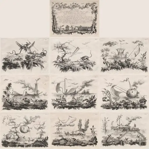 Suite of the most notable things seen by John Wilkins erudite English Bishop during his famous voyage from the Earth to the Moon … dedicated to Sir William Hamilton ambassador to the Court of Naples
