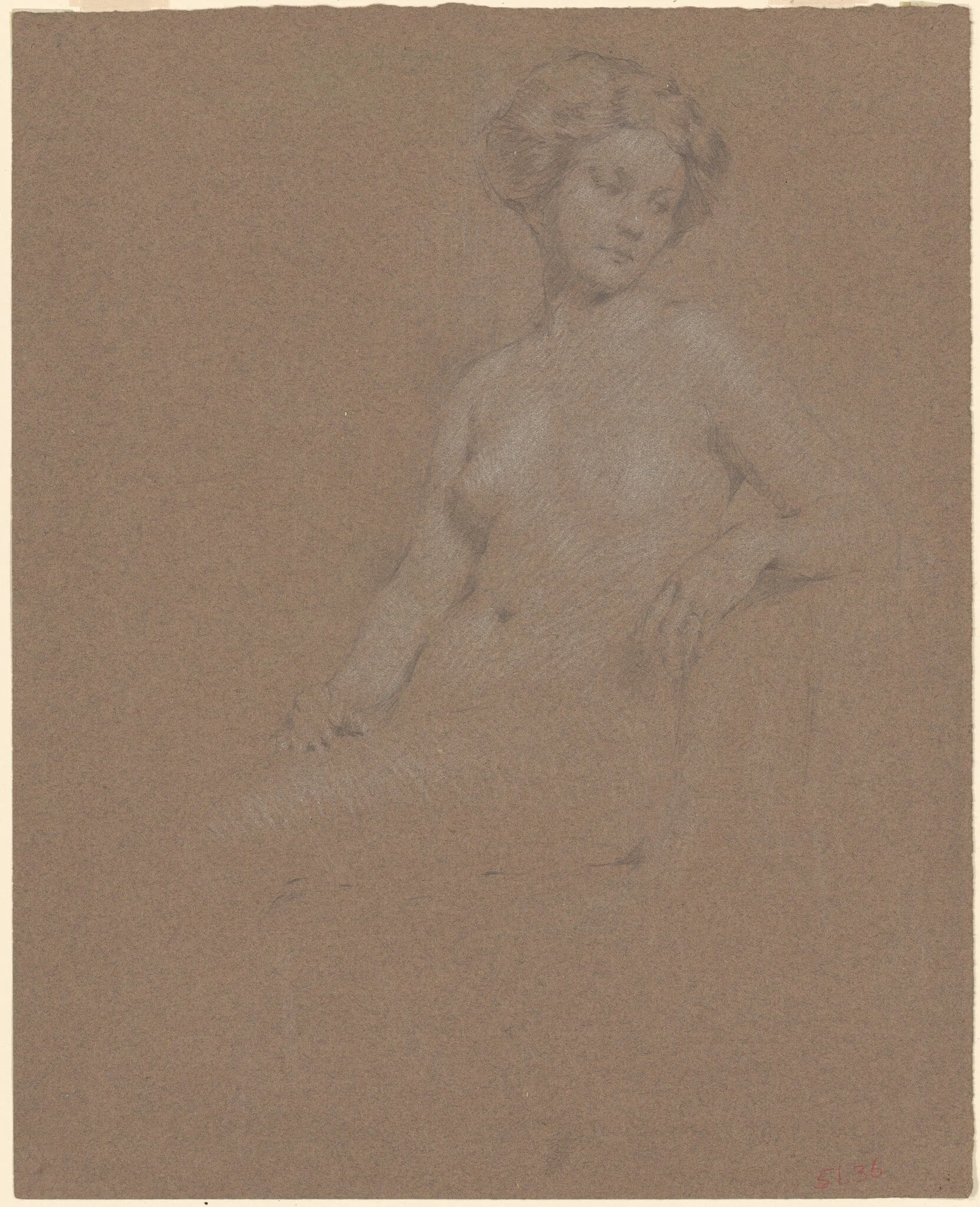 Seated Female Nude, by Philip Leslie Hale, graphite, 1887