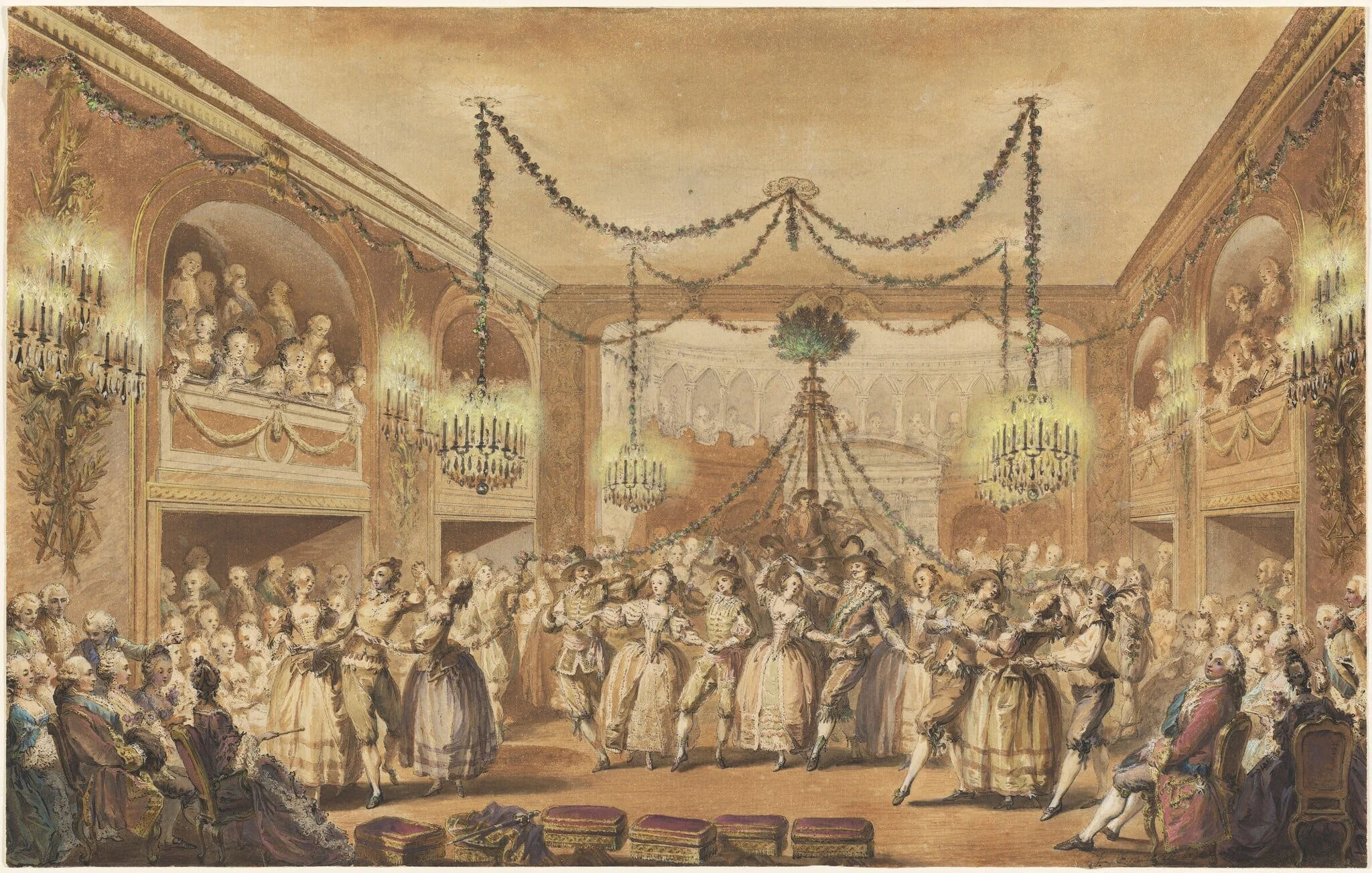 May Ball, by Jean-Michel the Younger Moreau, ink, 1763