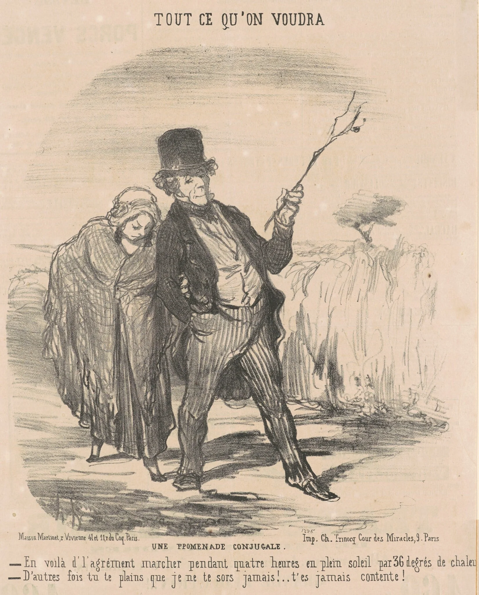 Une promenade conjugale, by Honoré Daumier, ink, 1852