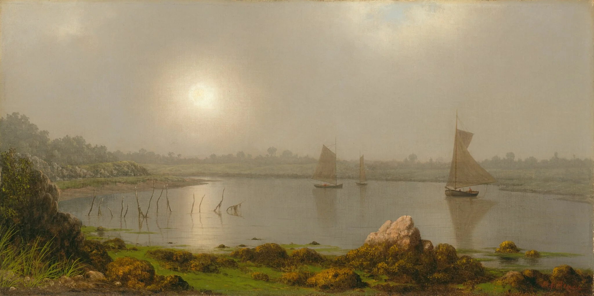 York Harbor, Coast of Maine, by Martin Johnson Heade, oil, 1877