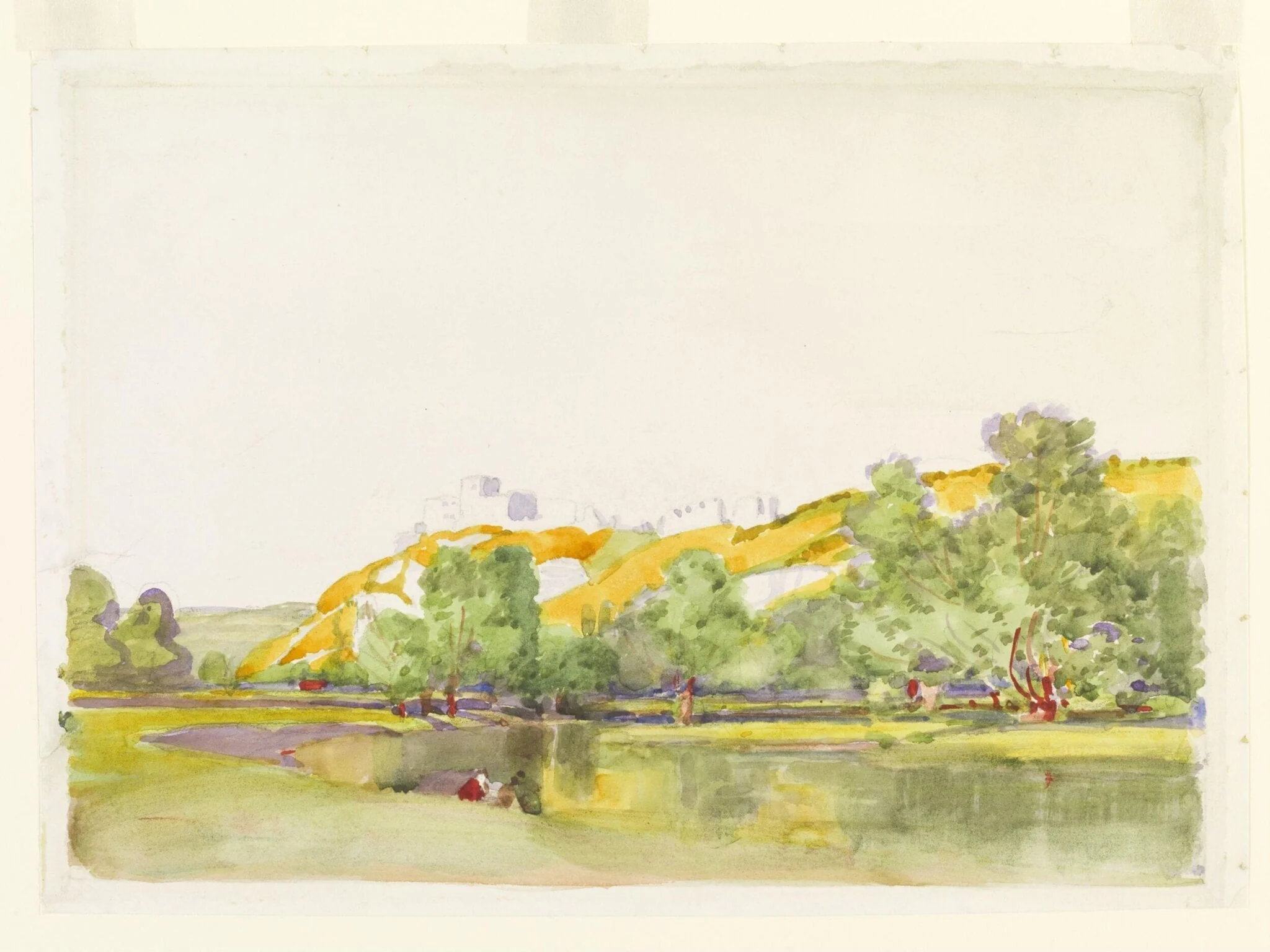 Chateau Gaillard, on the Seine, by Alfred East, watercolor, 1880