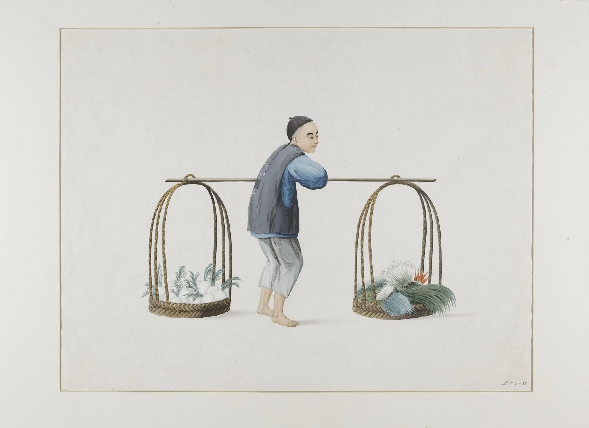 A Vegetable Seller, by Puqua, paint, 1790