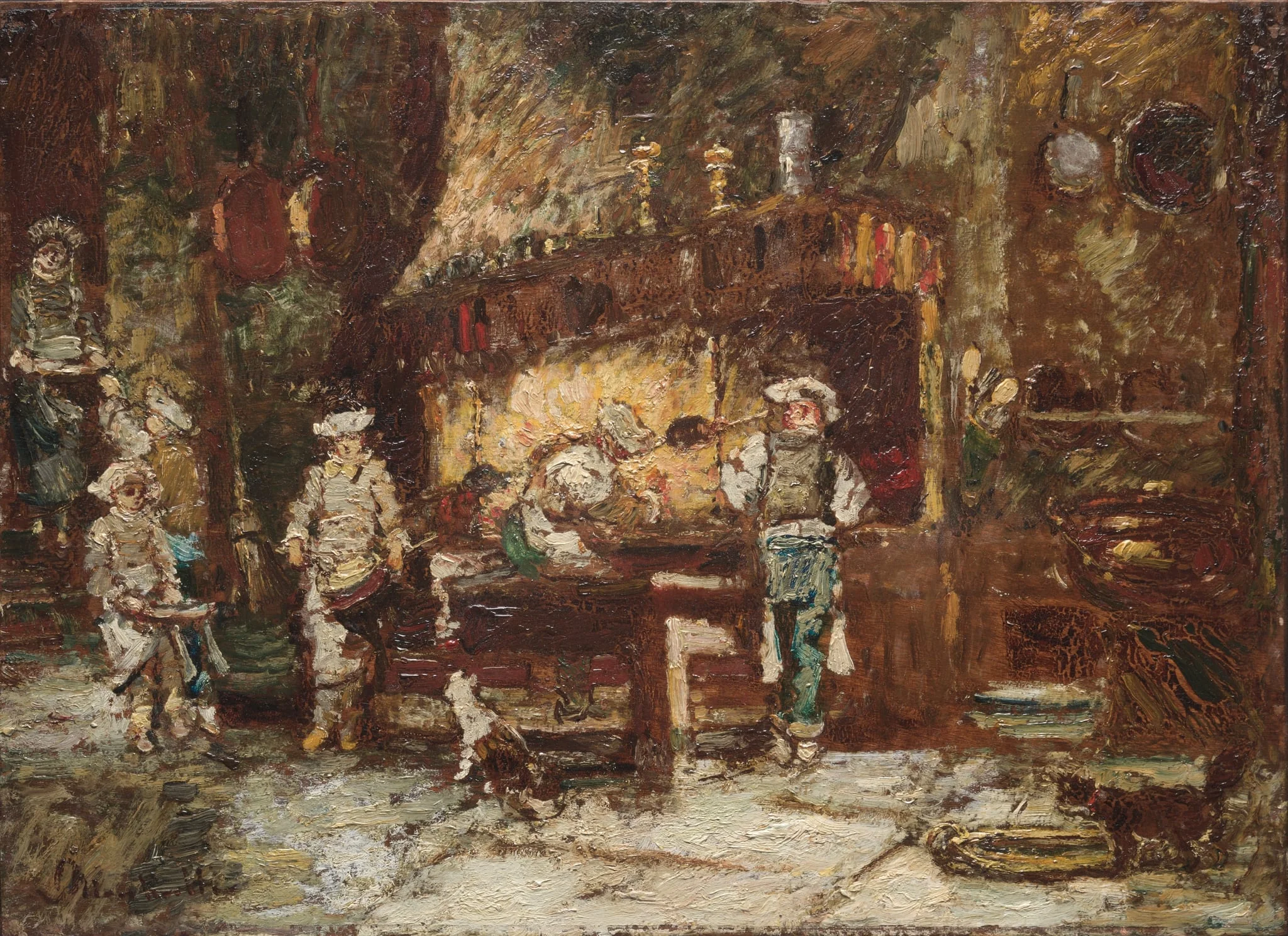 The Kitchen of the Rôtisserie des Deux Paons, by Adolphe Joseph Thomas Monticelli, unspecified, 1878