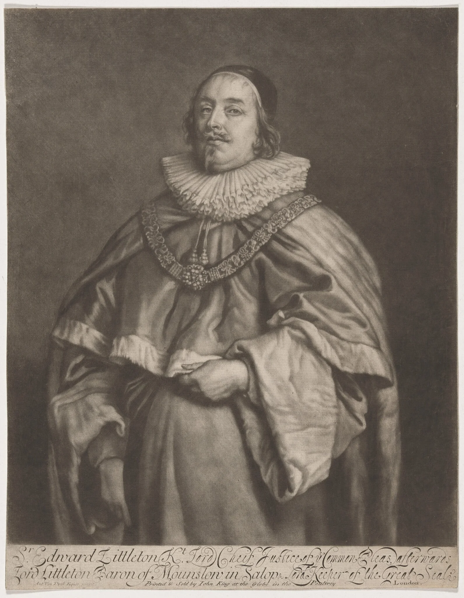 Edward Lyttelton, Baron of Mounslow, by Robert Williams, ink, 1682