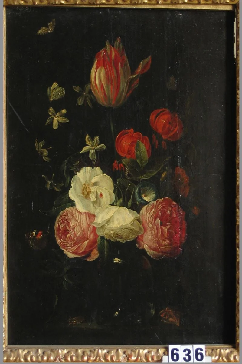 Buchet de trandafiri (în registrul inventar: Flori cu trandafiri), by Jan van cel Bătrîn Kessel, unspecified