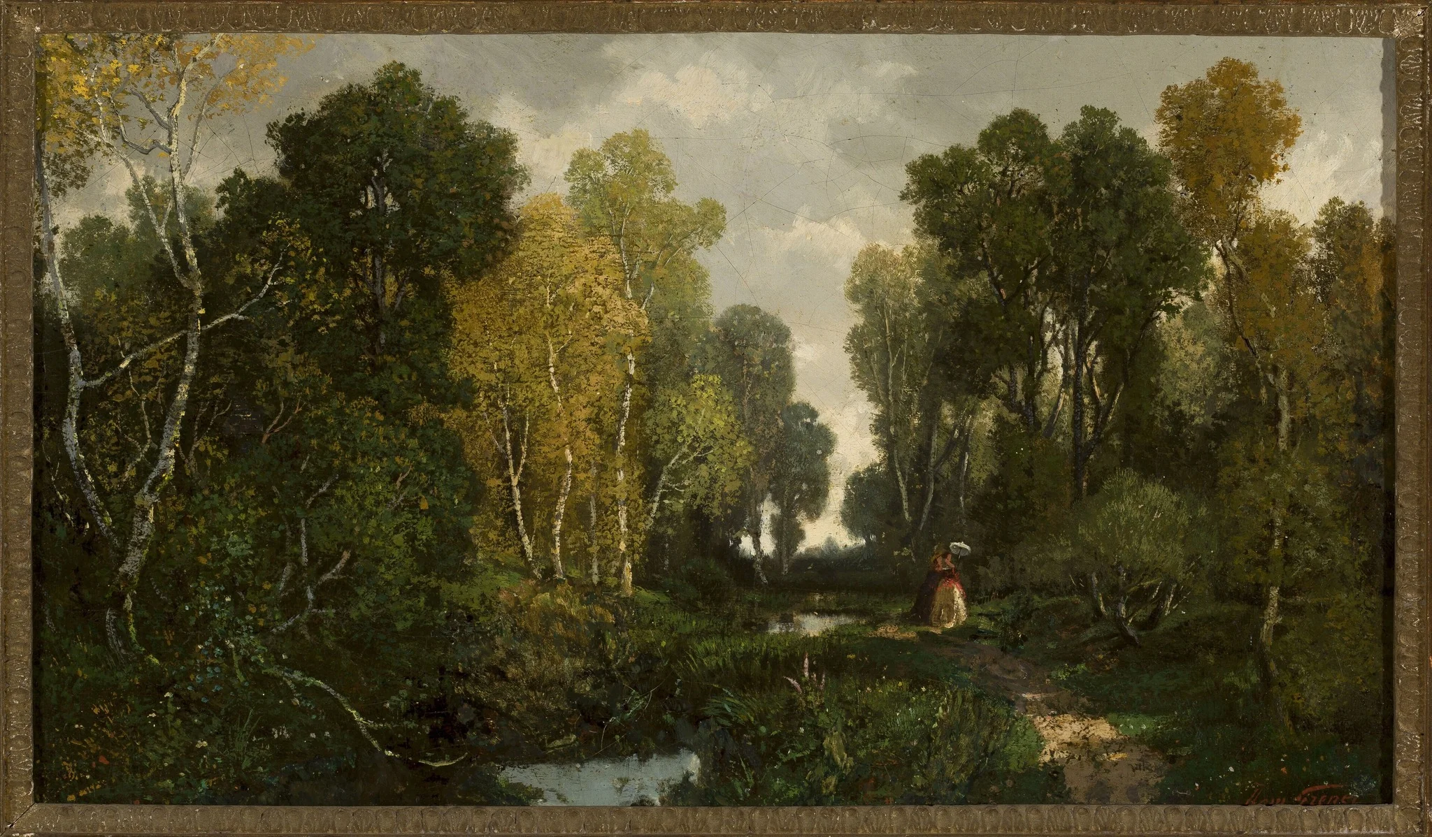 Forest in Fontainebleau, by Dominique Adolphe Grenet de Joigny, oil, 1845