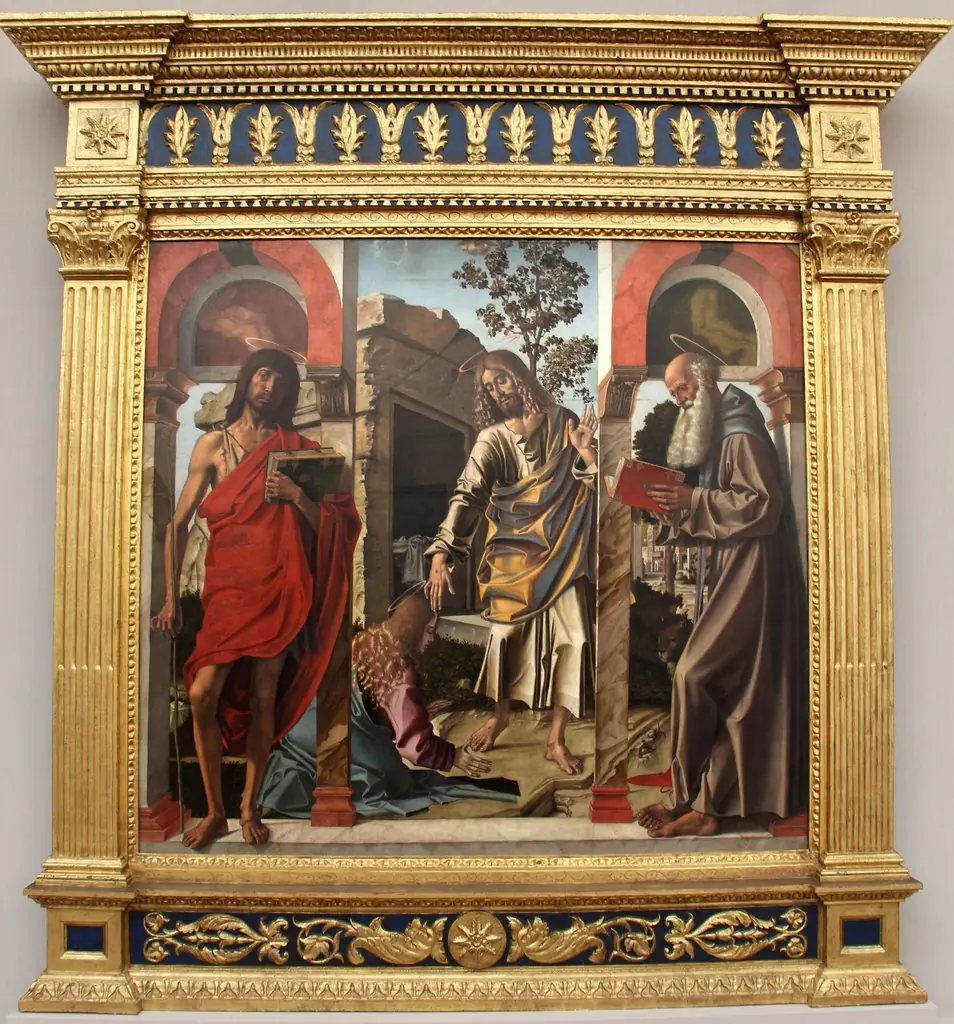 Noli me tangere between Saints John the Baptist and Jeronimo