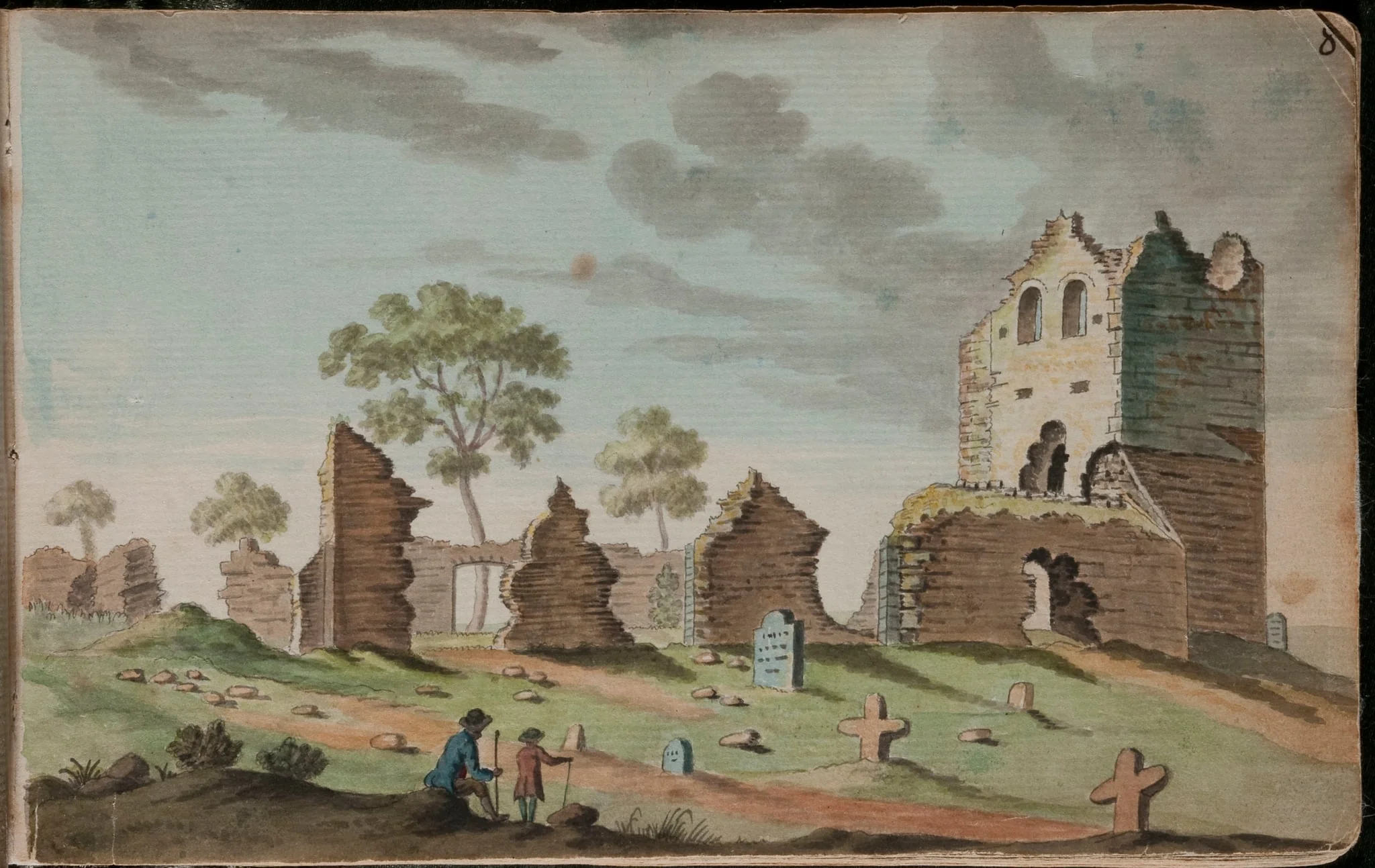 A view of the ruins of Mallahidert [Mulhuddart] Church, on the road to Navan, at about 5 miles from Dublin [...], by Gabriel, ca.1729-1817 Beranger, unspecified, 1790