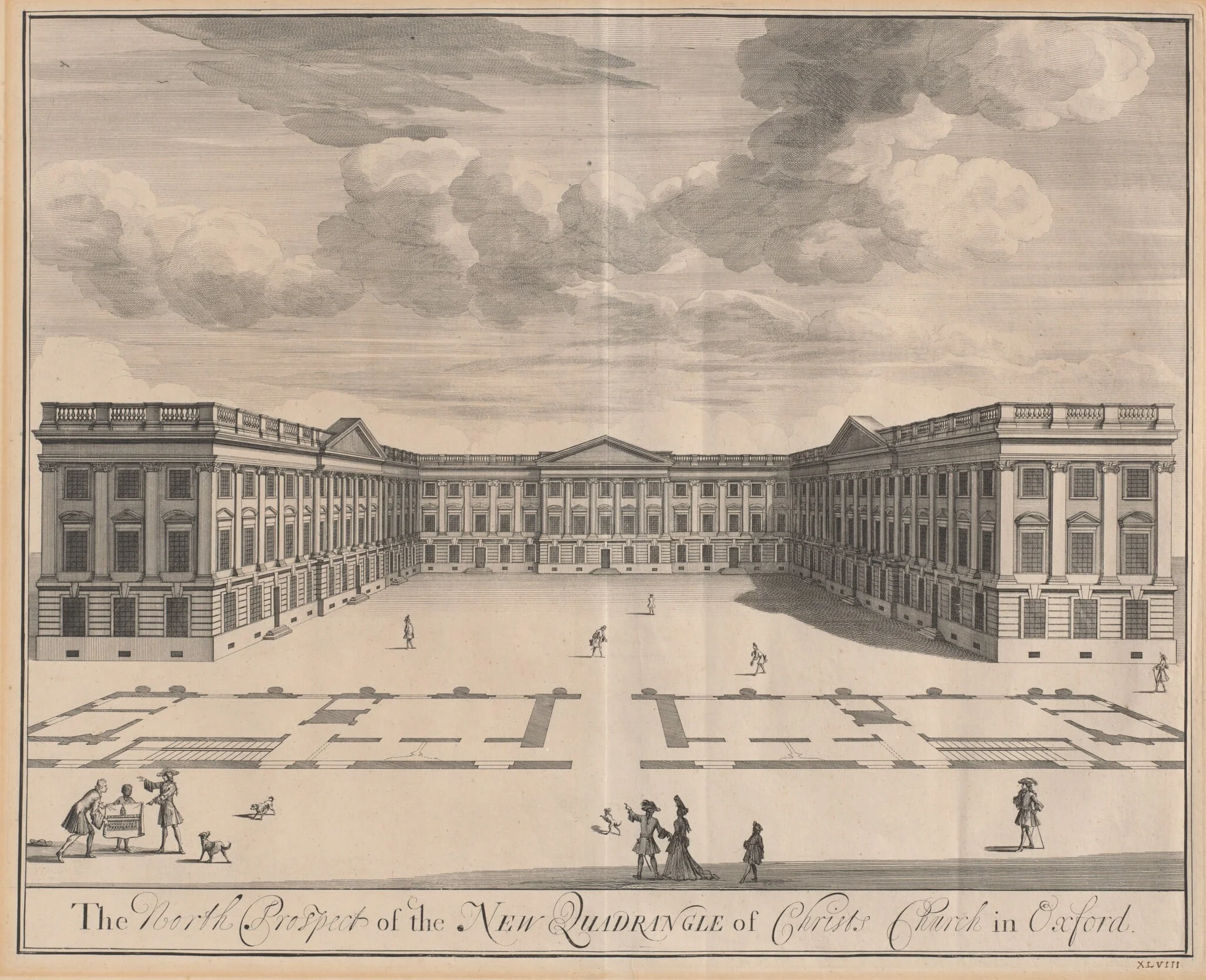 The North Prospect of the New Quadrangle of Christ Church in Oxford, by Johannes Kip, ink, 1707