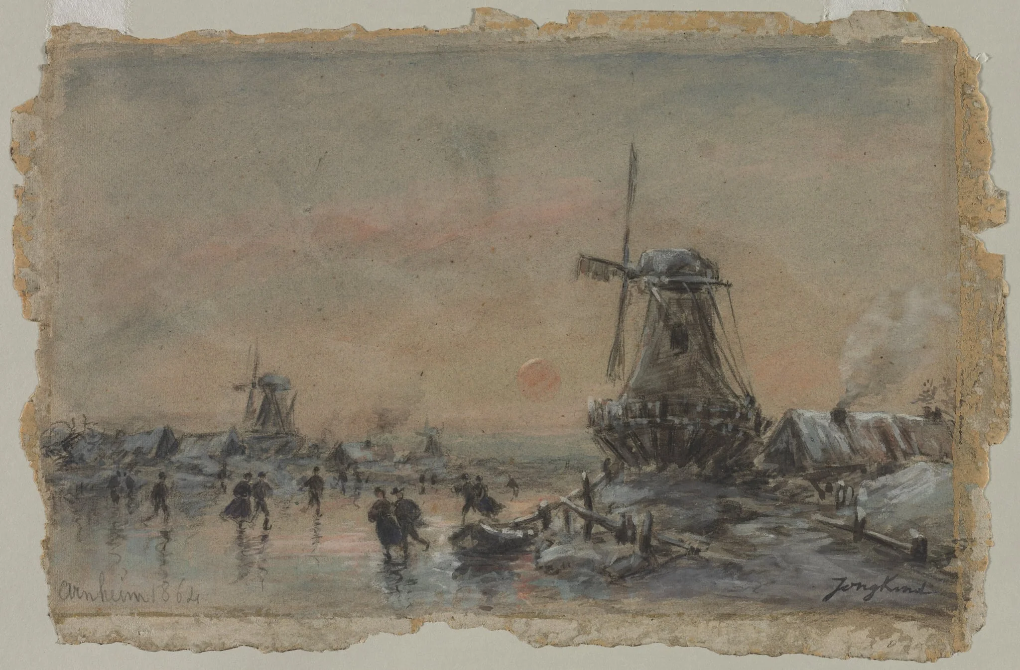 View of Arnheim (recto), by Johan Jongkind, 1864