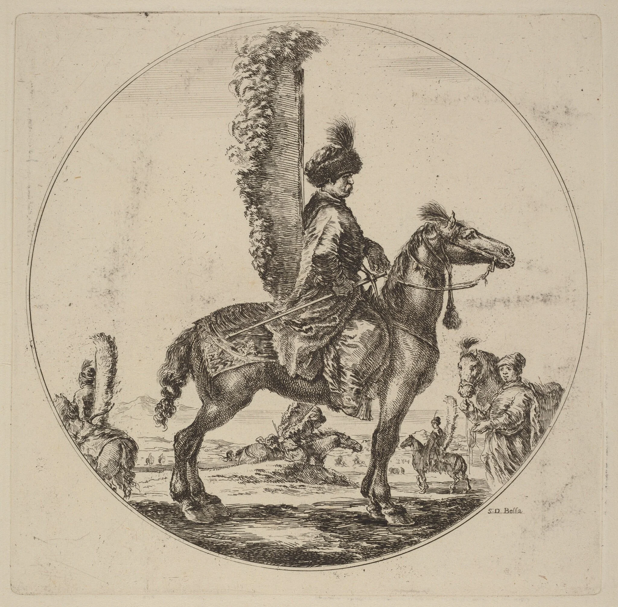 Polish Hussar, by Stefano Della Bella, ink, 1637