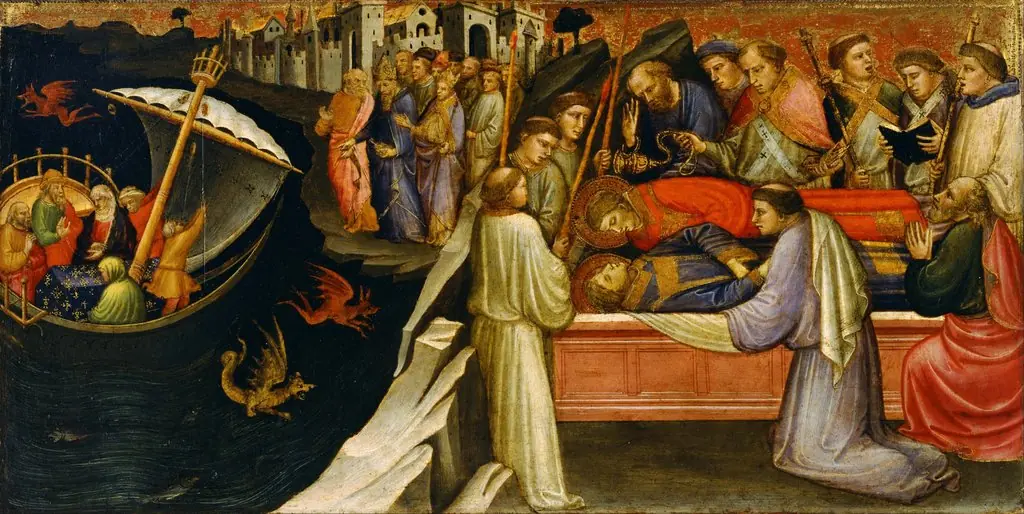 Predella Panel Representing the Legend of St. Stephen: Devils Agitating the Sea as Giuliana Transports the Body of St. Stephen from Jerusalem to Constantinople