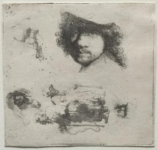 Sheet of Studies:  Self-Portrait, a Beggar Couple, etc.