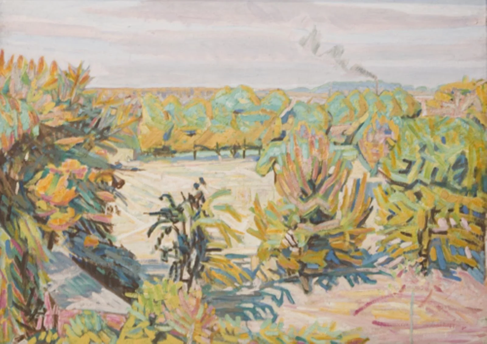A Garden Seen from the Artist's Dwelling. Autumn, by Niels Larsen Stevns, oil, 1936