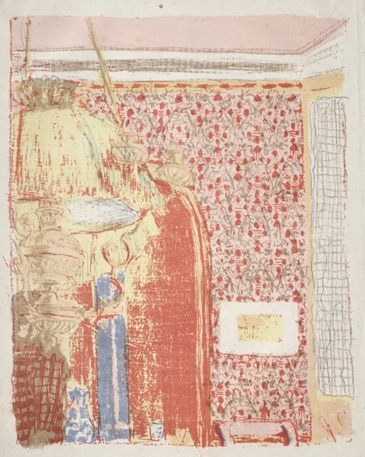 Interior with Pink Wallpaper II, by Édouard Vuillard, 1899