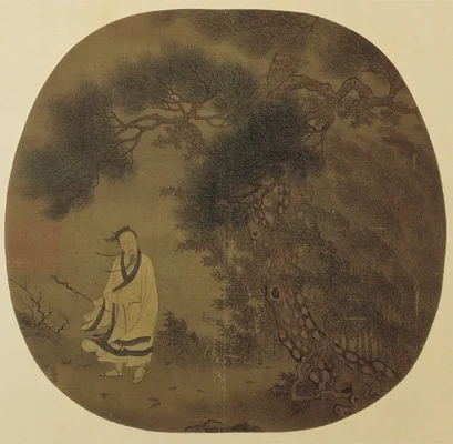 Walking with a Staff Under Pines, by Xu Daoning, unspecified, 1020
