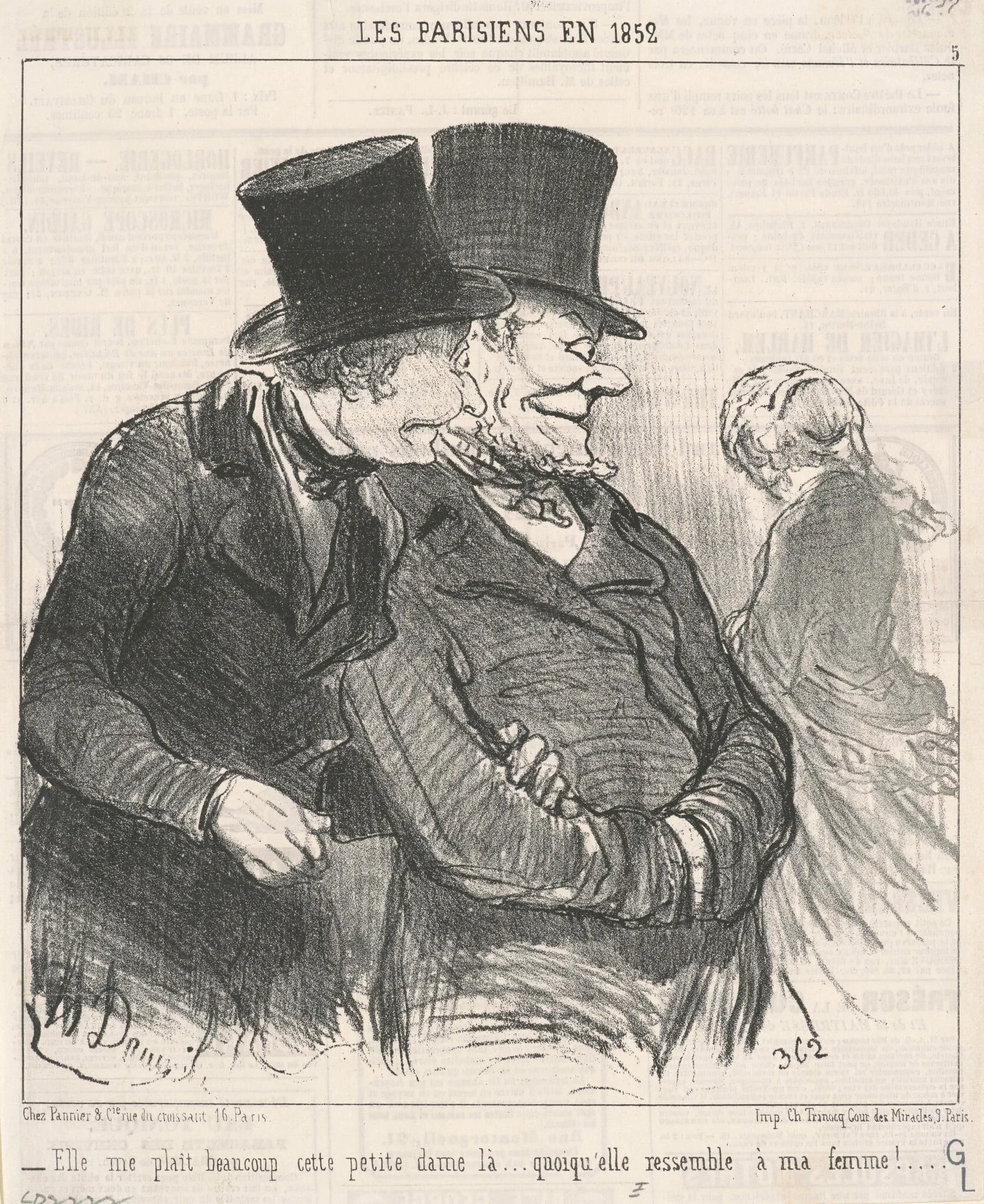 Ell me plait beaucoup ..., by Honoré Daumier, ink, 1852