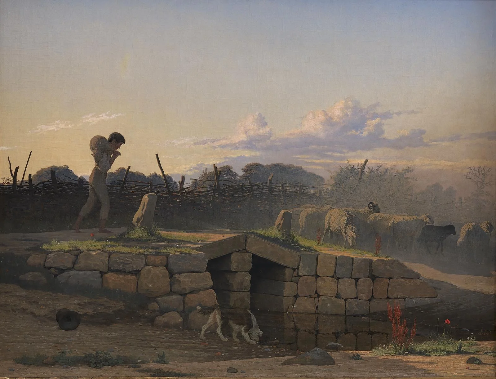 En hyrdedreng, der driver en flok får, by Unknown, 1838