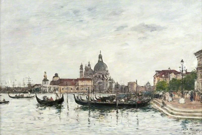 Venice: Santa Maria della Salute and the Dogana Seen from across the Grand Canal, by Eugène Boudin, oil, 1898