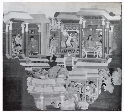 Copy of painting inside the caves of Ajanta (Cave 1)