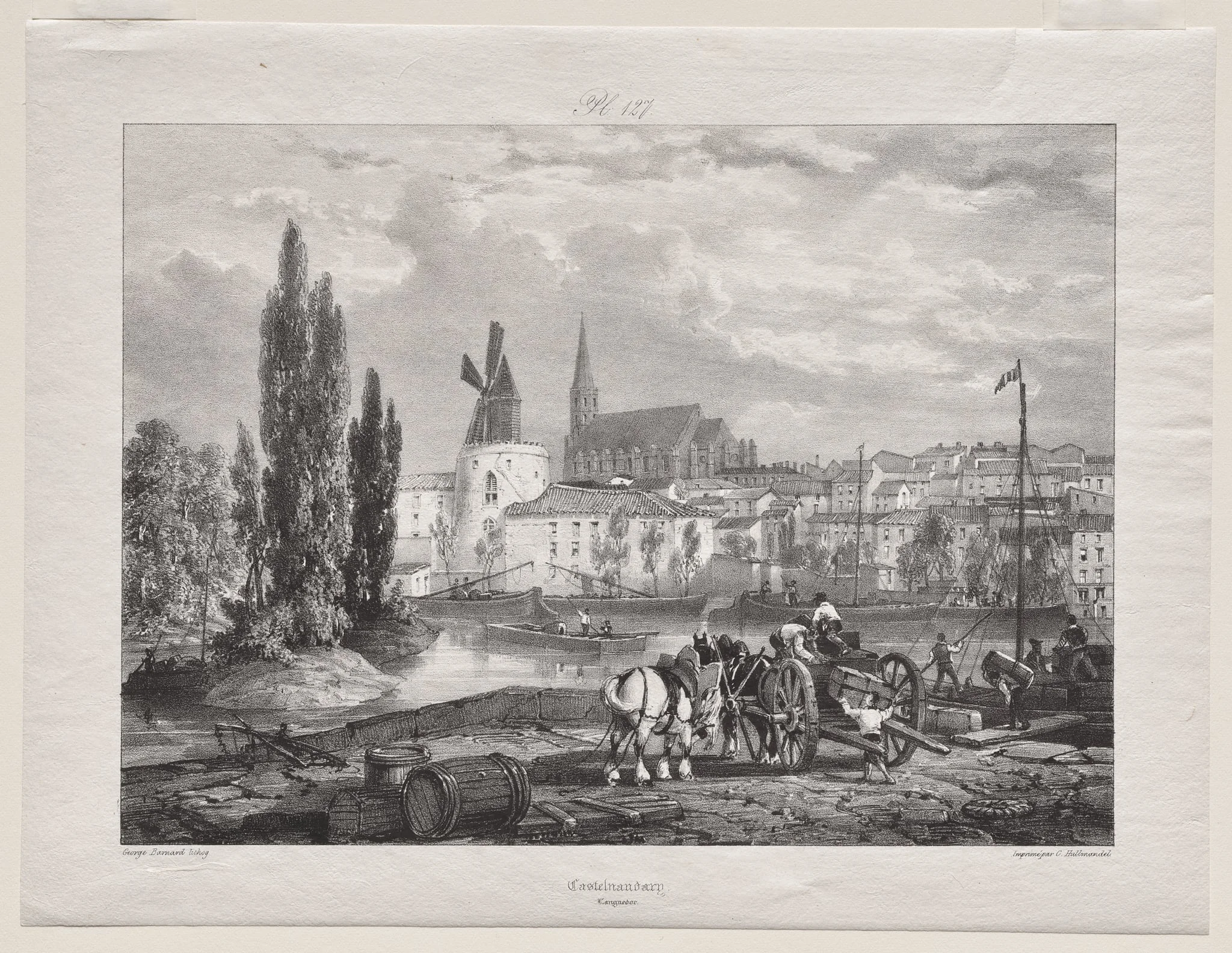 Voyages pittoresques et romantiques dans l'ancienne France (Languedoc II, part I): Castelnaudary, by George Barnard, 1835