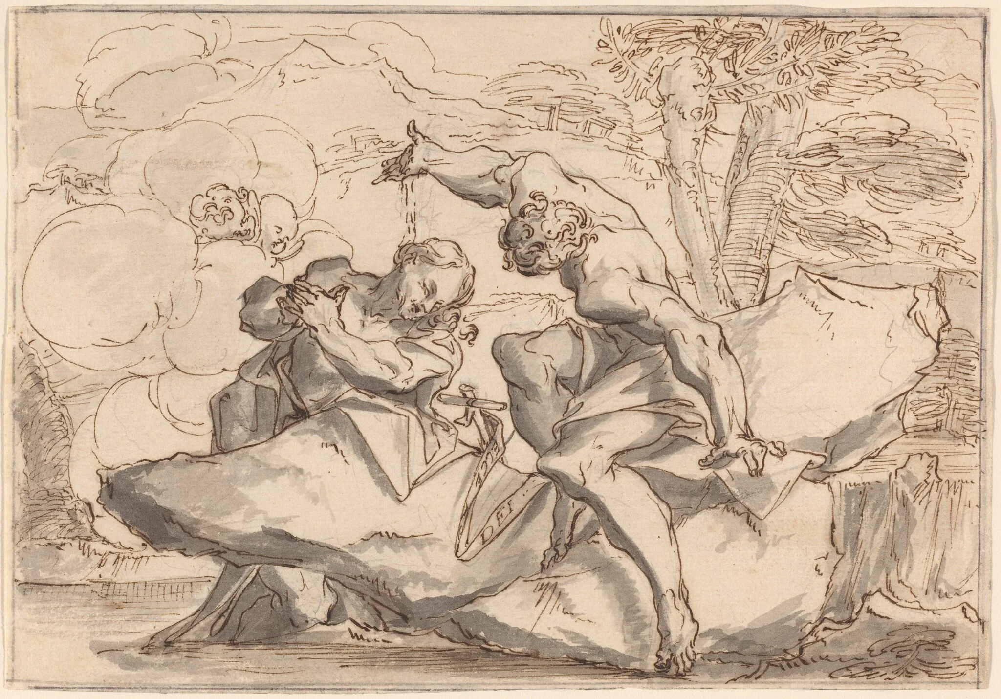 The Baptism of Christ, by Paul Troger, ink, 1730