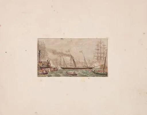 Needle-box Print:  The Royal Fleet in Kilkenny Bay (?)