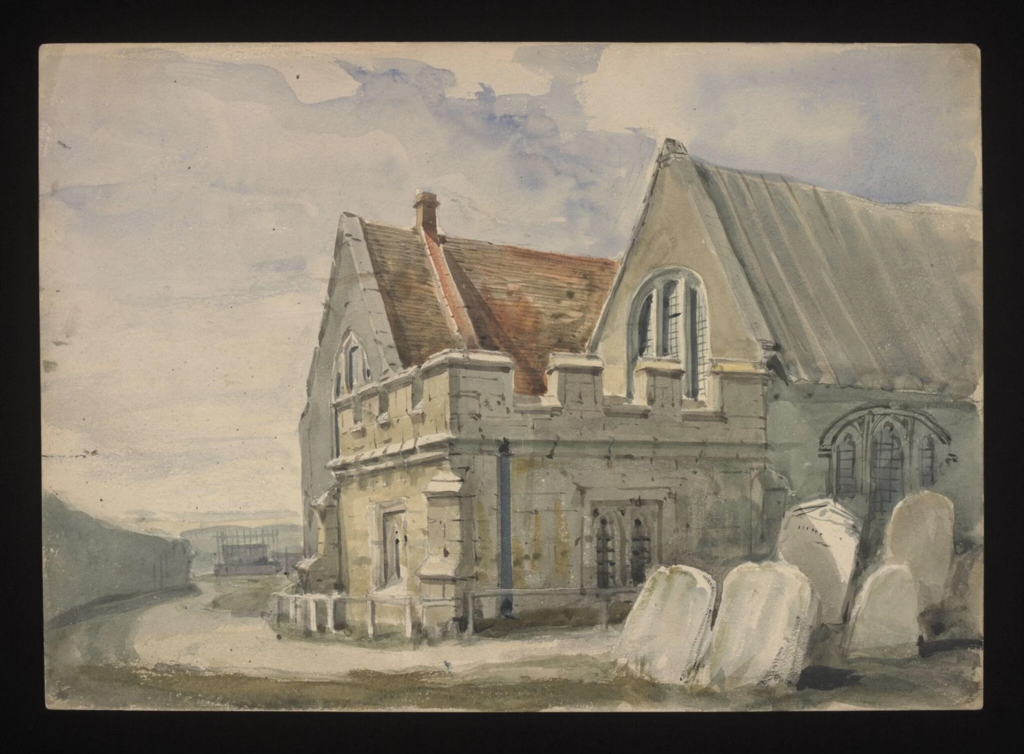 Watercolour drawing by the Grieve family, showing St Peter's Church in Kent