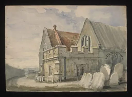 Watercolour drawing by the Grieve family, showing St Peter's Church in Kent