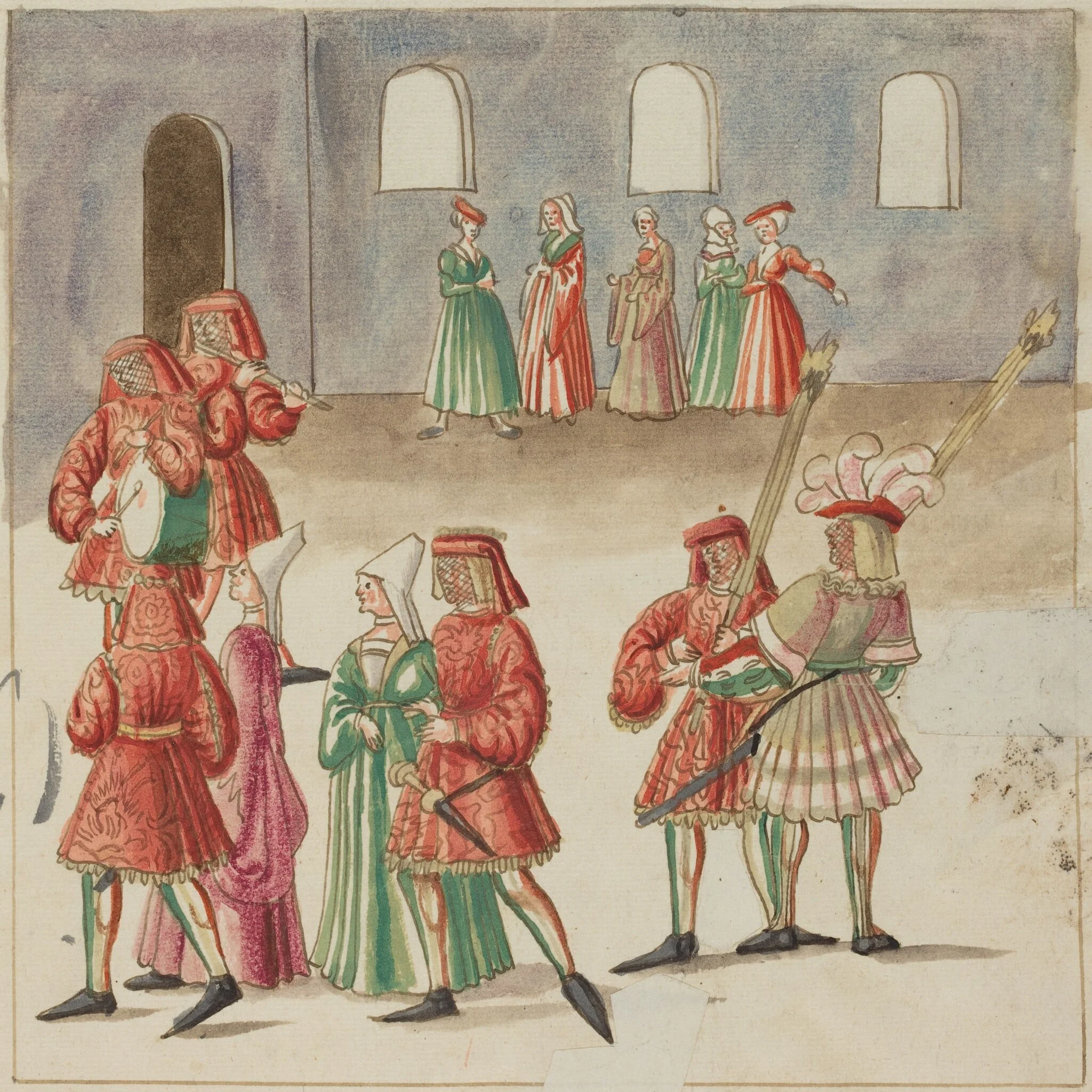Masquerade, by German 16th Century, ink, 1514