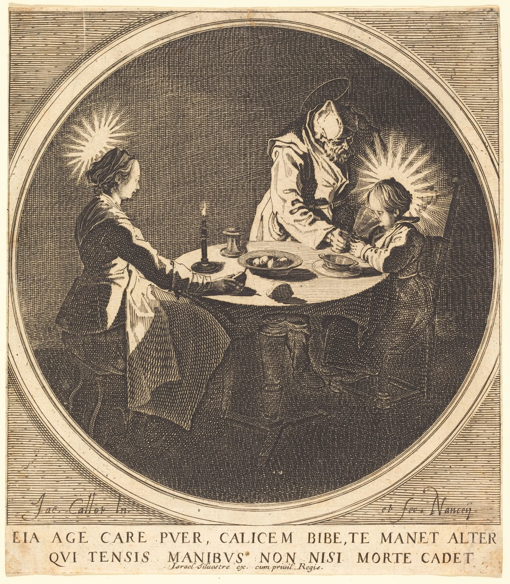 The Holy Family at Table, by Jacques Callot, ink, 1628
