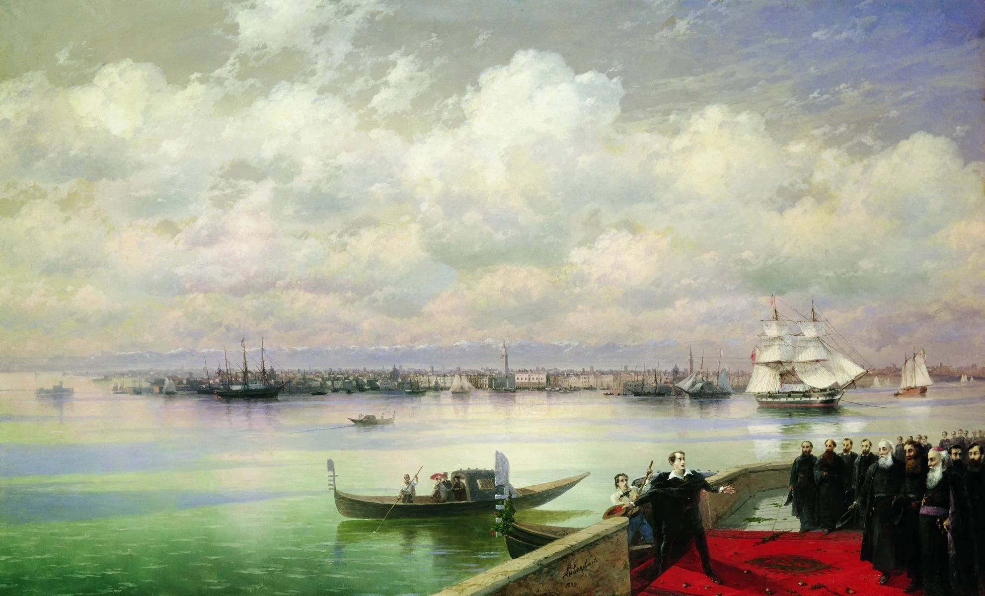 Byron's visit to the Mekhitarists in Surb Ghazar Island, by Ivan Aivazovsky, oil, 1900