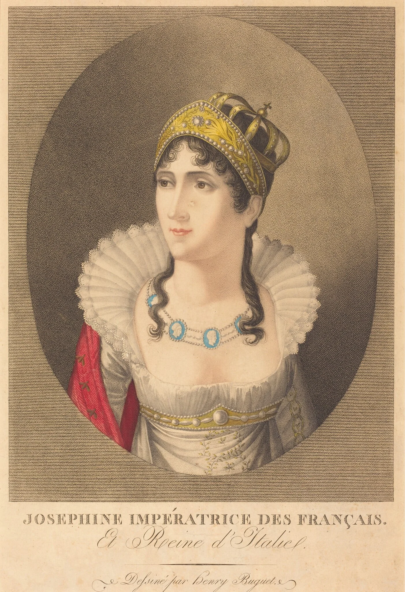 Josephine Impératrice des Français et Reine d'Italie (Josephine, Empress of the French and Queen of Italy), by Henri Buguet, ink, 1808