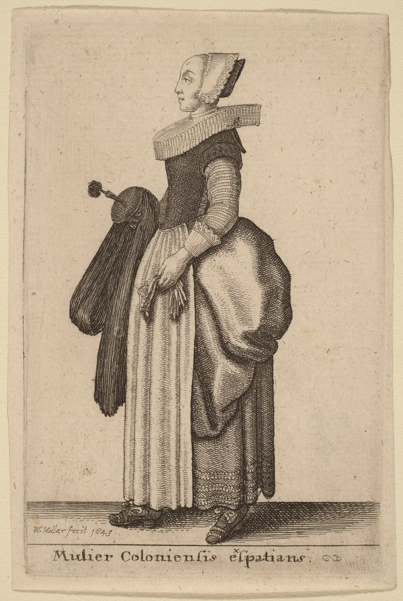 Mulier Coloniensis Exspatians, by Wenceslaus Hollar, ink, 1643